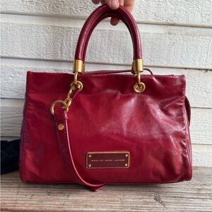 Marc Jacobs Cruiser Stam Hilier Top Handle Red Leather Satchel:EC